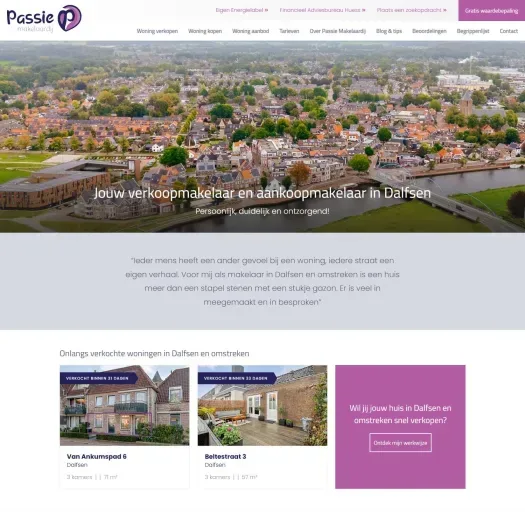 Screenshot der Website von www.passiemakelaardij.nl