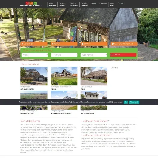 Screenshot van de website van www.patmakelaardij.nl