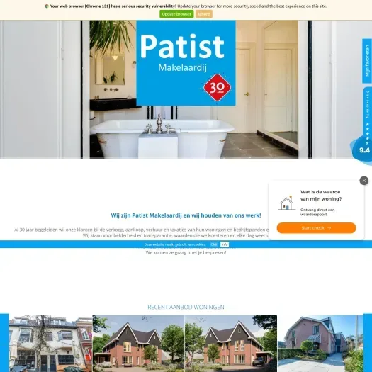 Capture d'écran du site web de www.patistmakelaardij.nl