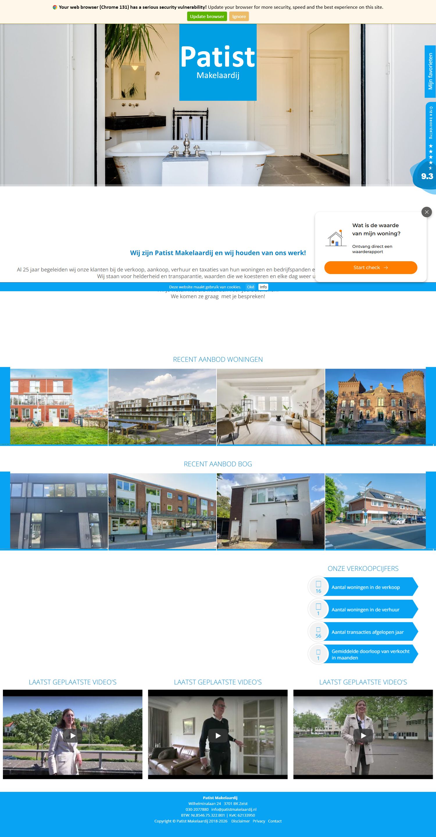 Screenshot van de website van www.patistmakelaardij.nl