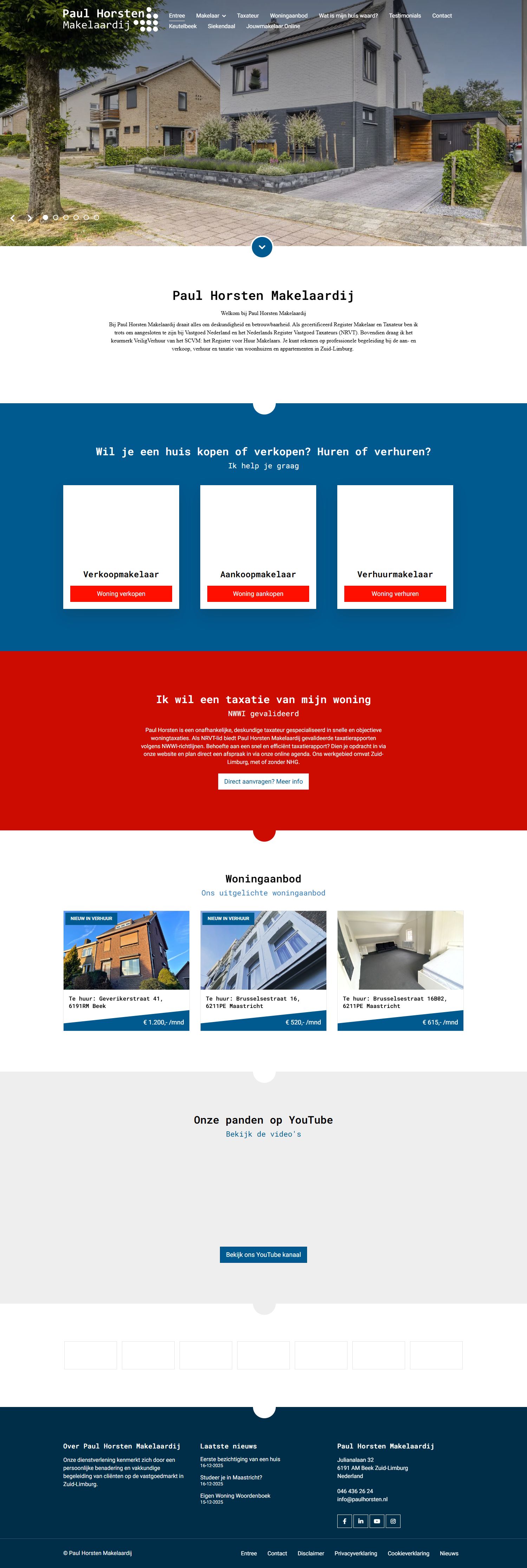 Screenshot van de website van www.paulhorsten.nl