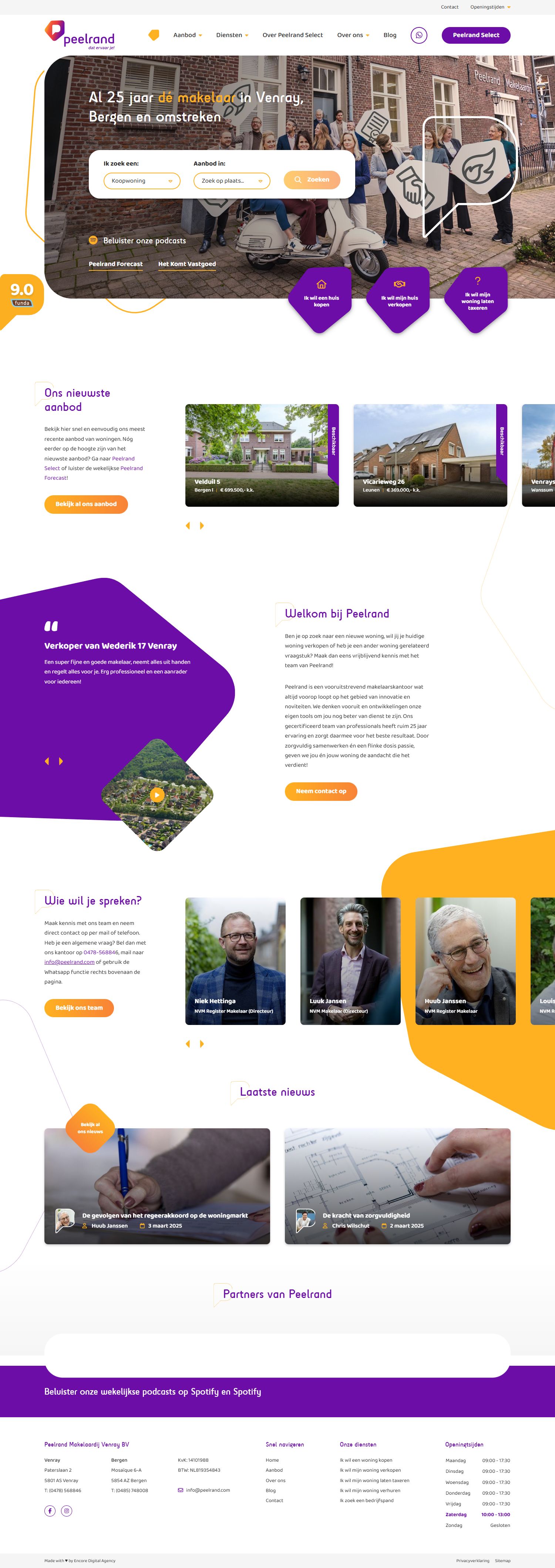 Screenshot van de website van www.peelrand.com