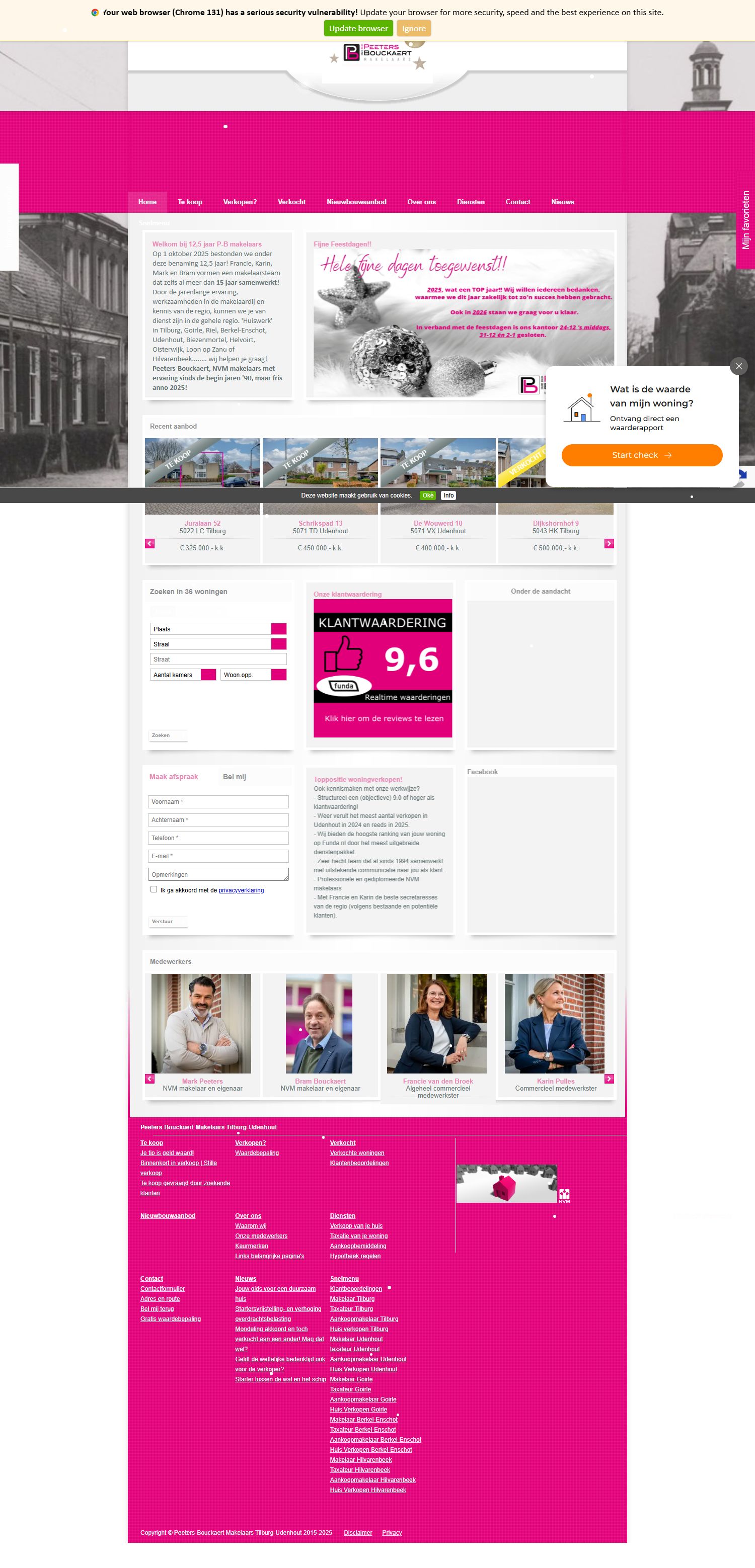 Screenshot van de website van www.p-bmakelaars.nl