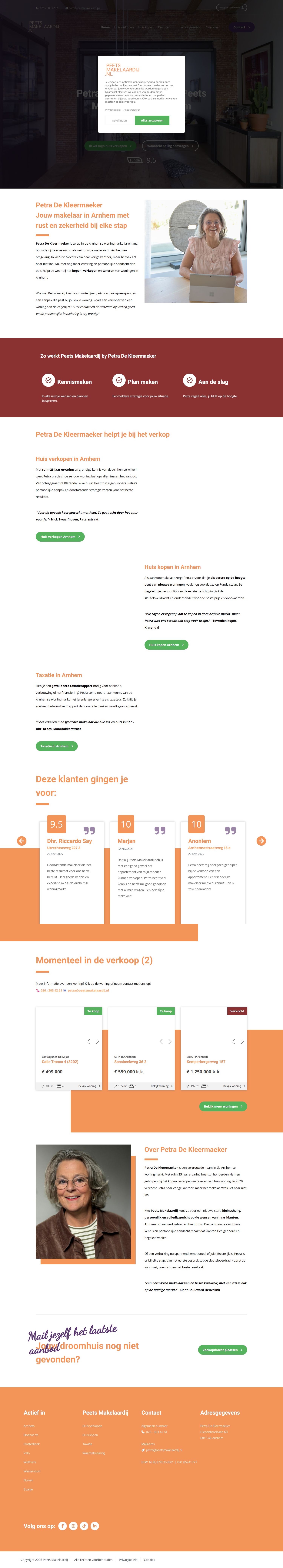 Screenshot van de website van www.peetsmakelaardij.nl