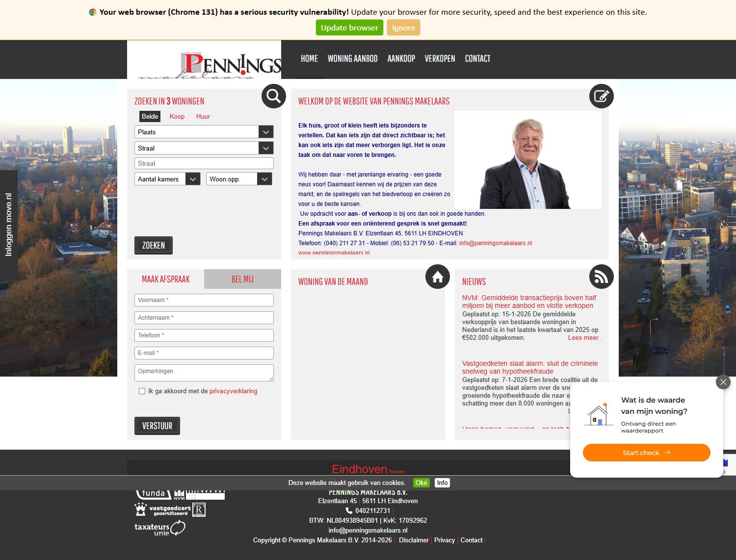 Screenshot van de website van www.penningsmakelaars.nl