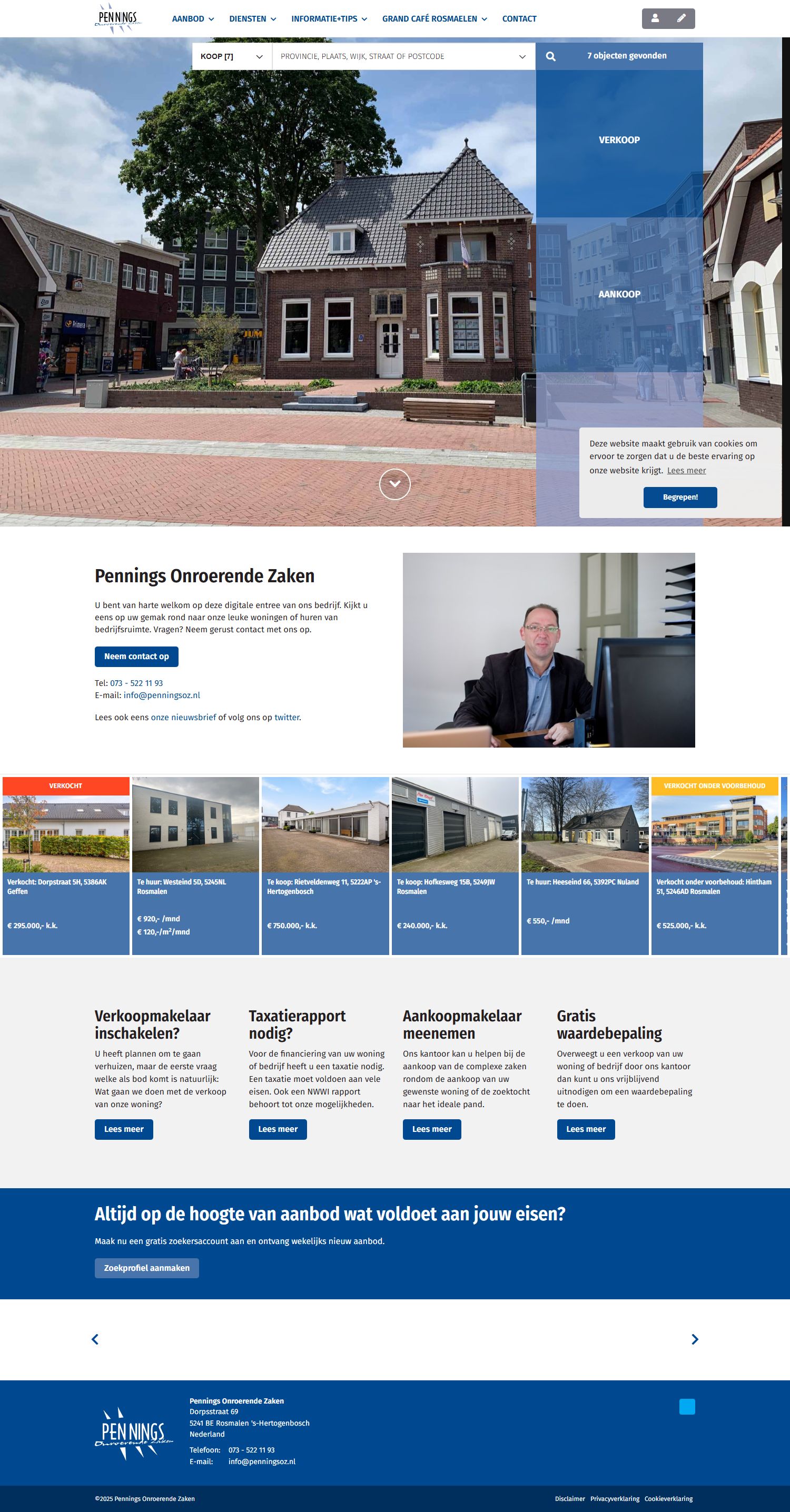 Screenshot van de website van www.penningsoz.nl