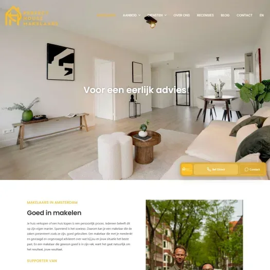 Screenshot der Website von www.perfecthousemakelaars.nl