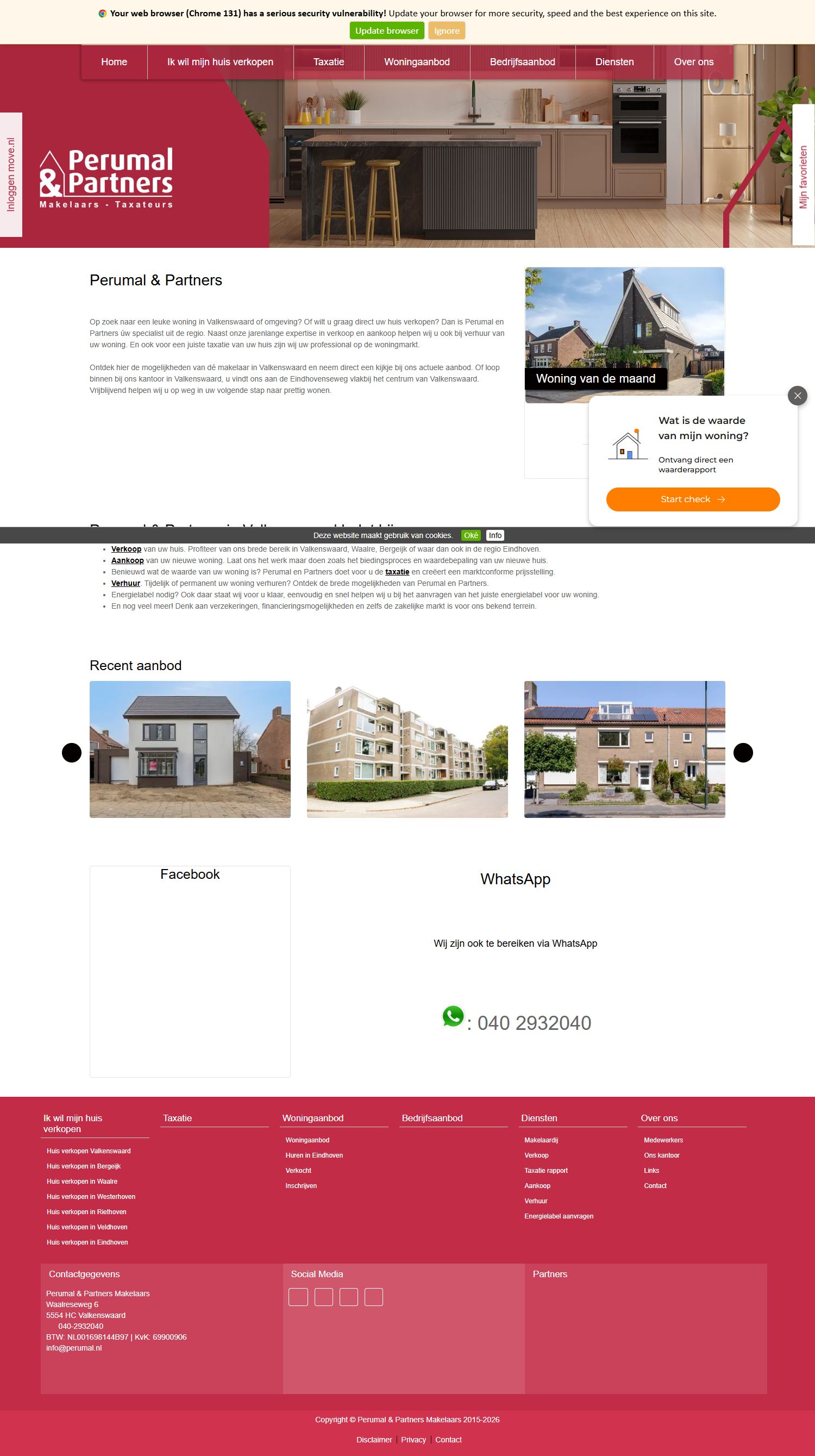 Screenshot van de website van www.perumal.nl