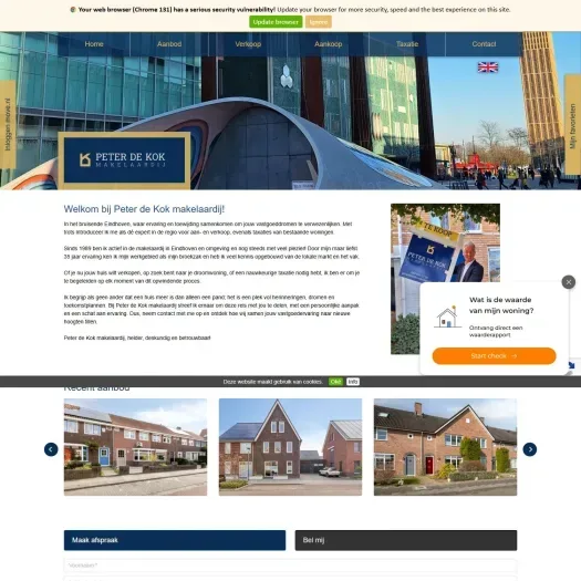 Screenshot der Website von peterdekokmakelaardij.nl
