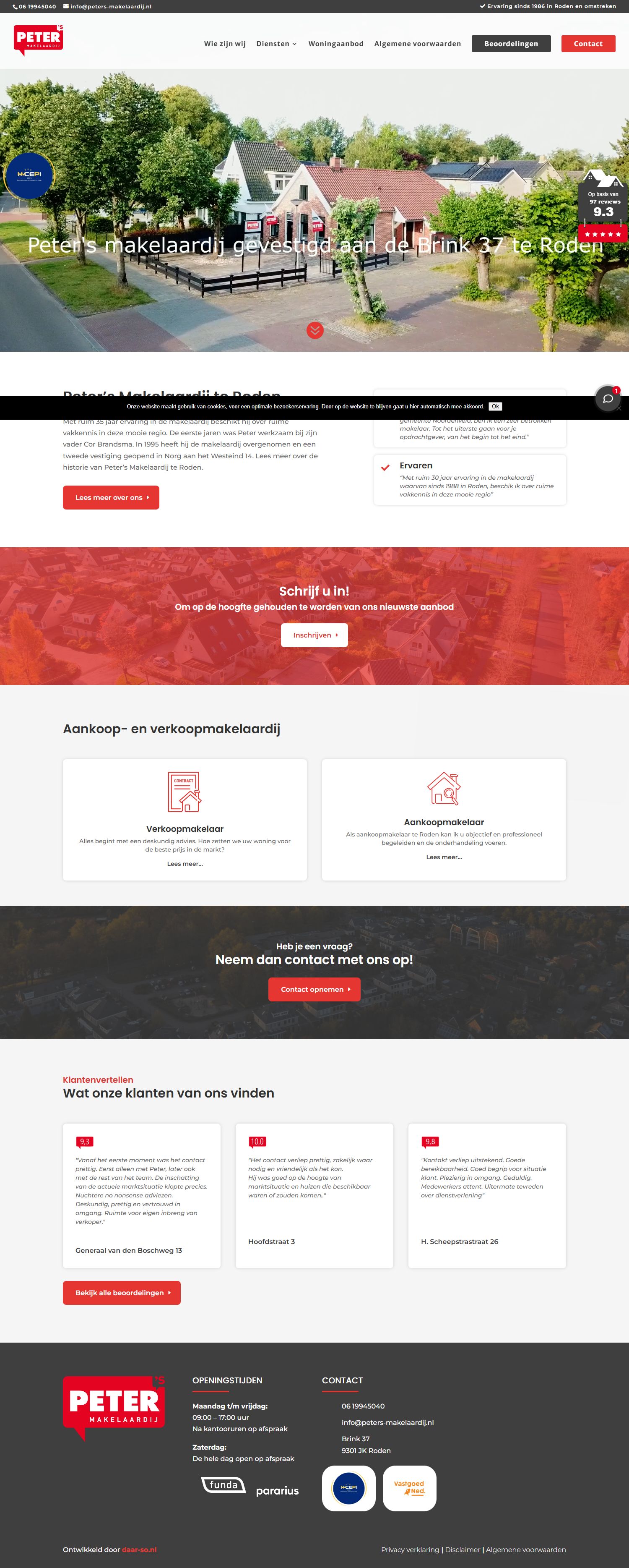 Screenshot van de website van www.peters-makelaardij.nl