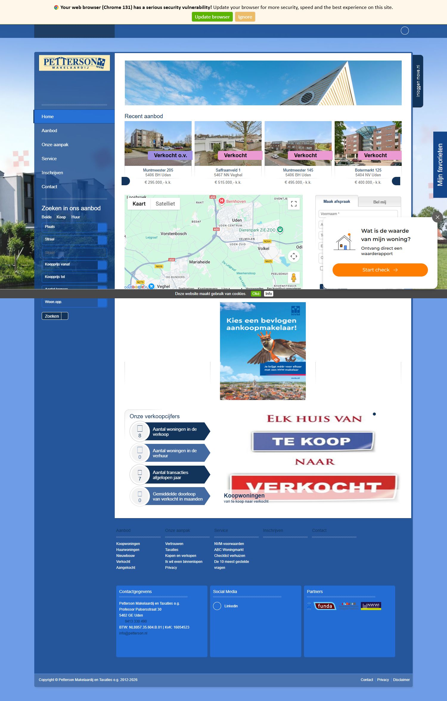 Screenshot van de website van www.petterson.nl