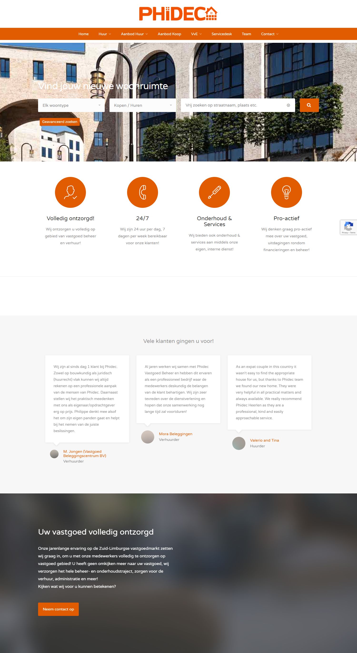 Screenshot van de website van www.phidec.nl