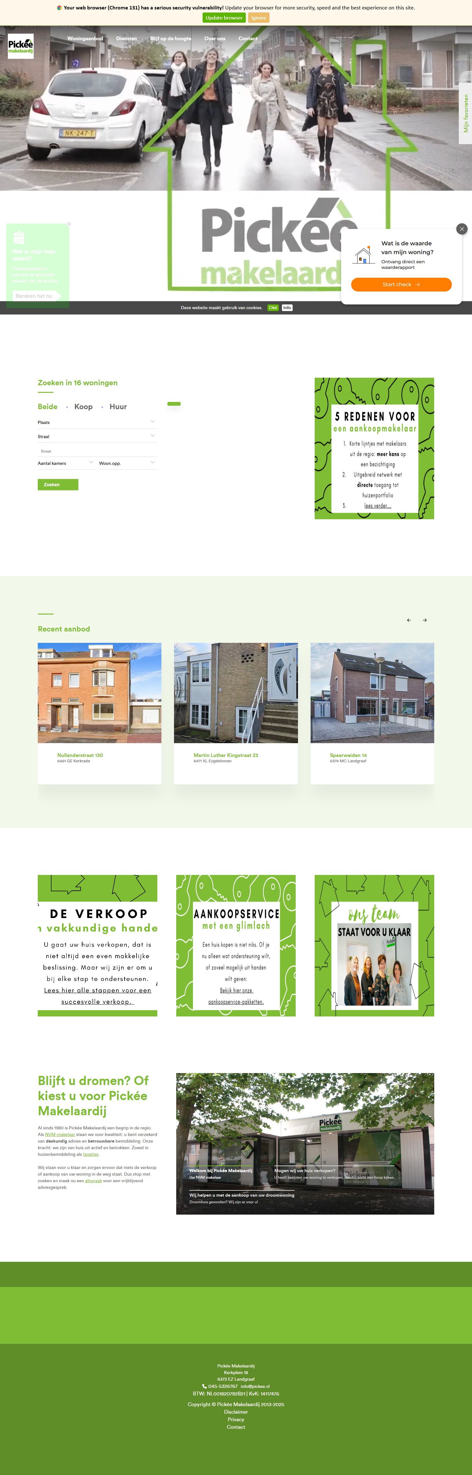 Screenshot van de website van www.pickee.nl