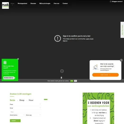 Screenshot of the website of www.pickee.nl