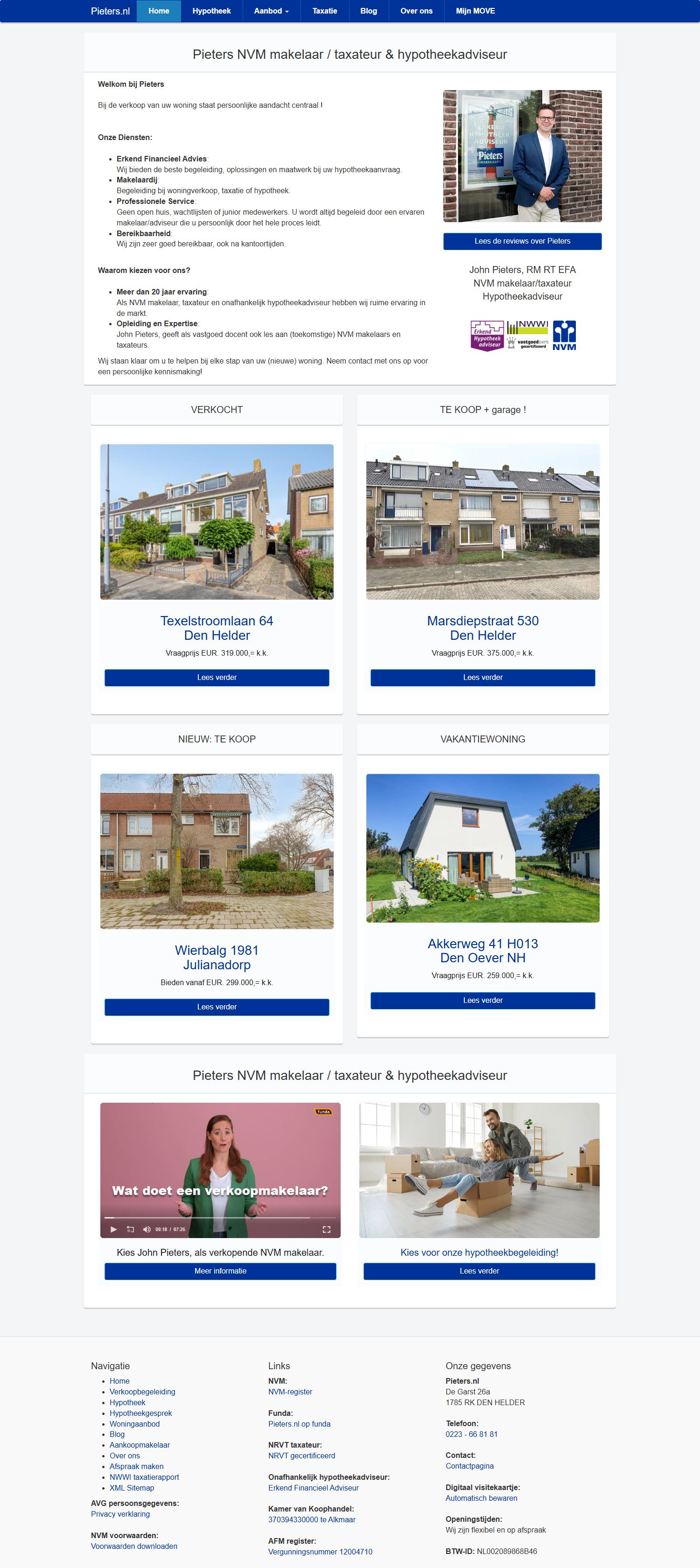 Screenshot van de website van www.pieters.nl