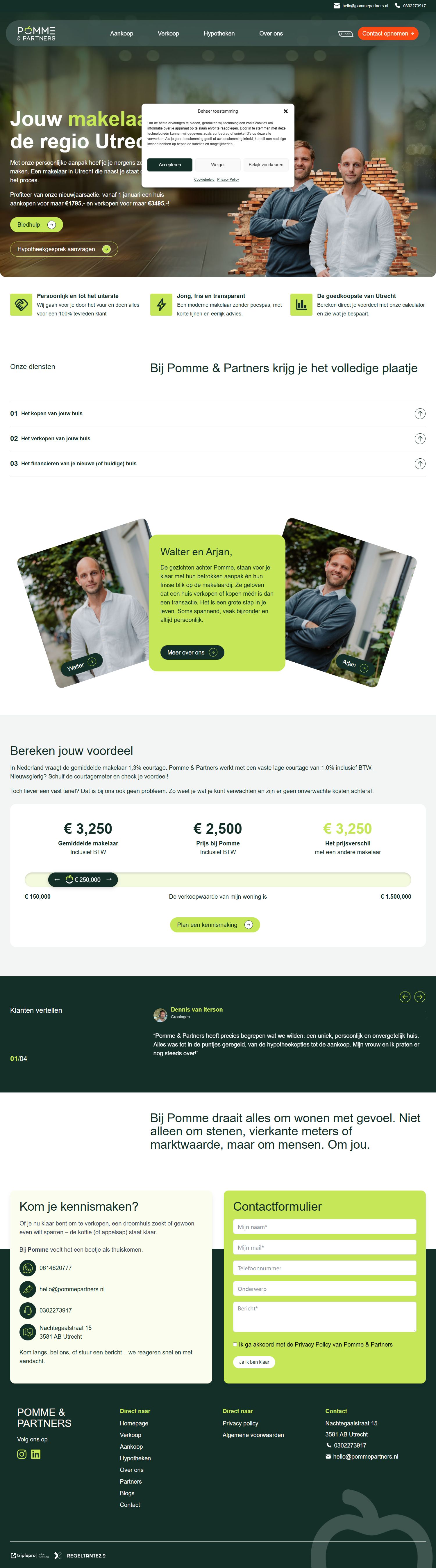 Screenshot van de website van www.pommepartners.nl