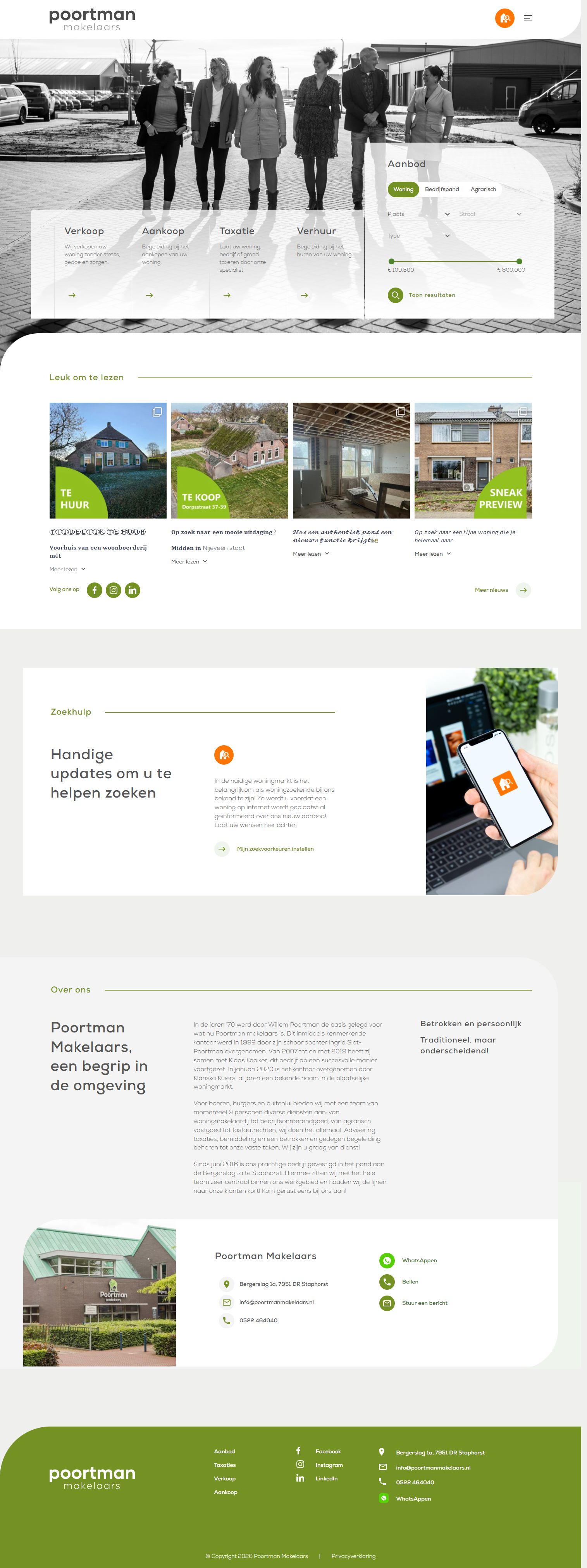 Screenshot van de website van www.poortmanmakelaars.nl