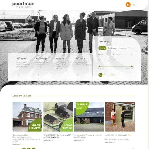 Capture d'écran du site web de www.poortmanmakelaars.nl