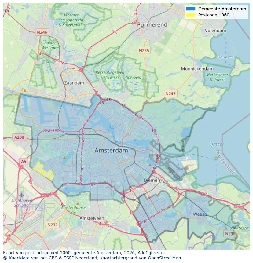Postcodekaart voor 1060