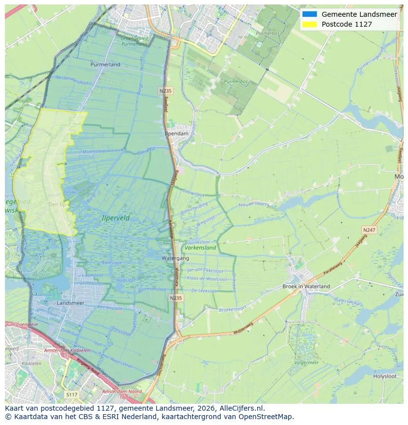 Postcodekaart voor 1127