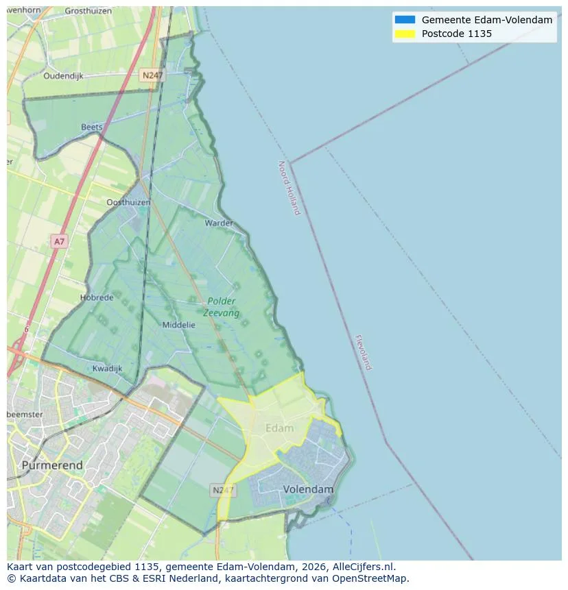 Postcodekaart voor 1135