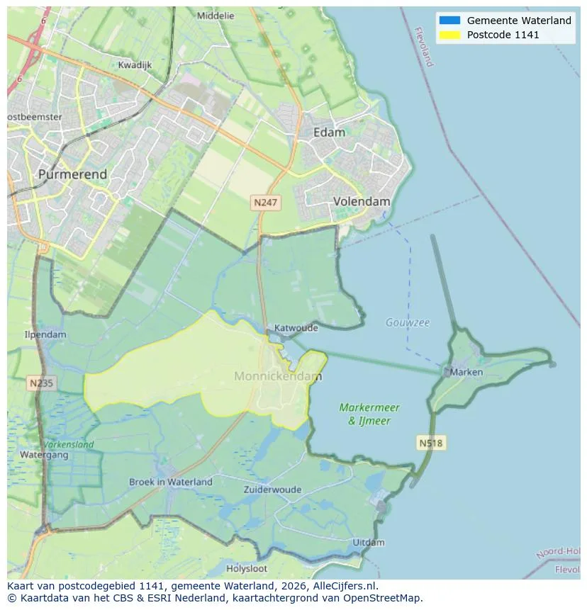 Postcodekaart voor 1141