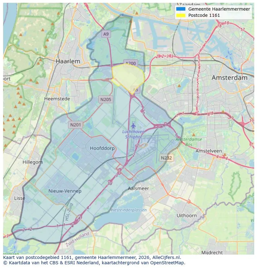 Postcodekaart voor 1161