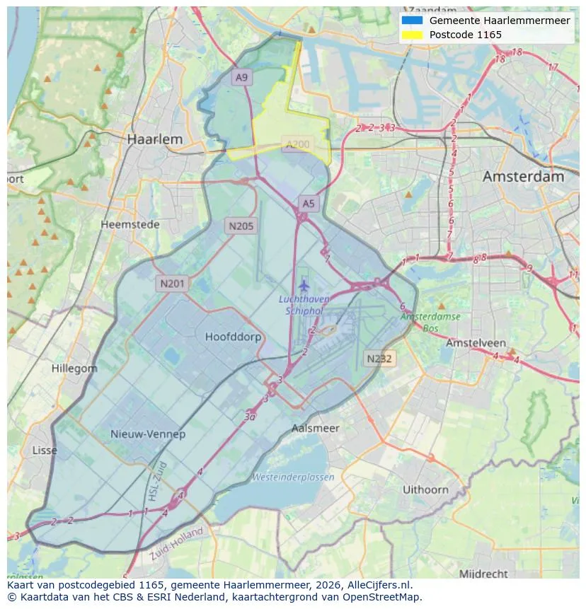 Postcodekaart voor 1165