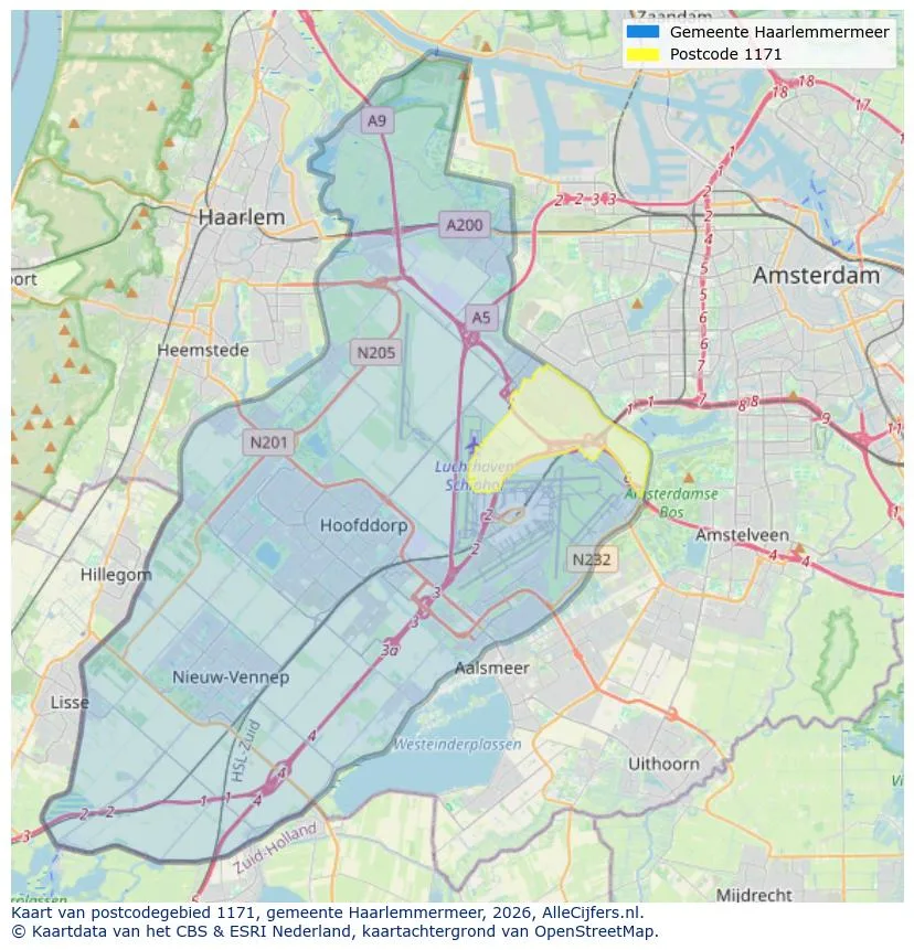 Postcodekaart voor 1171