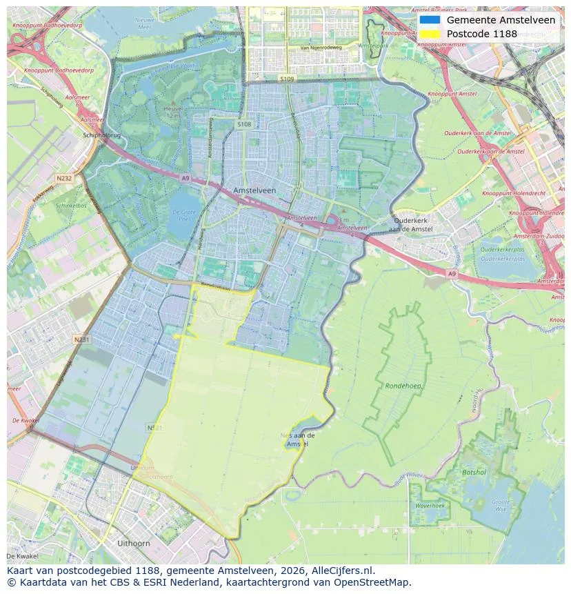 Postcodekaart voor 1188
