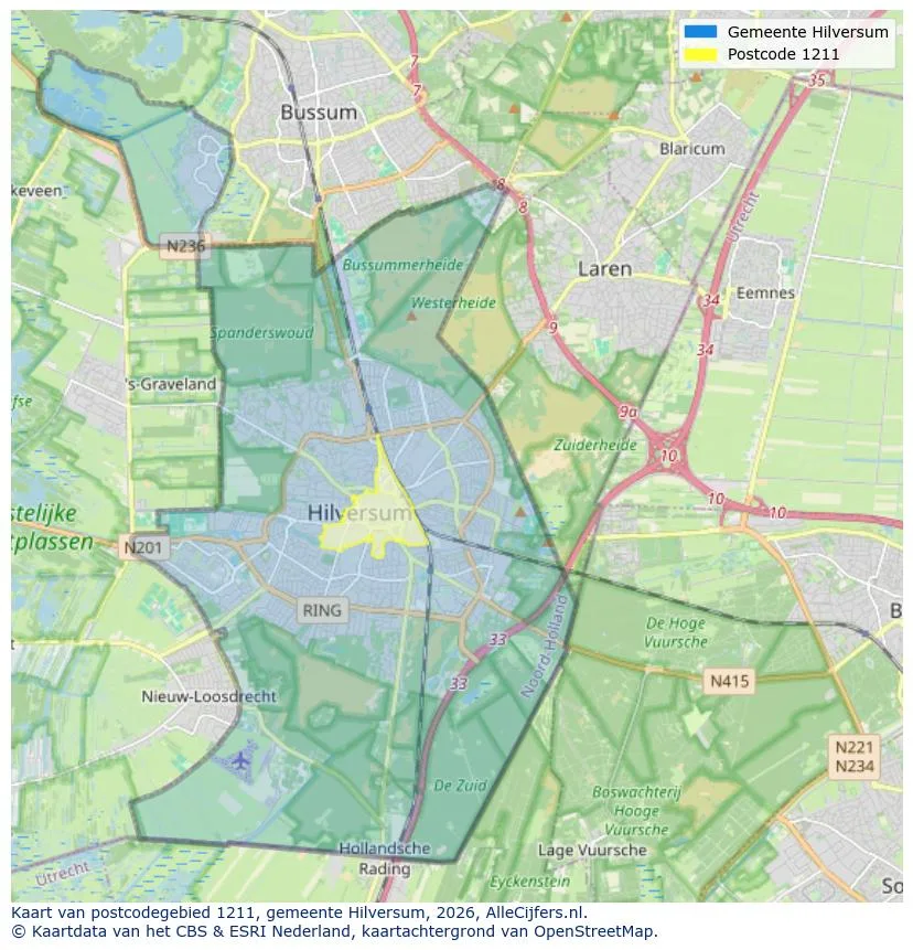 Postcodekaart voor 1211