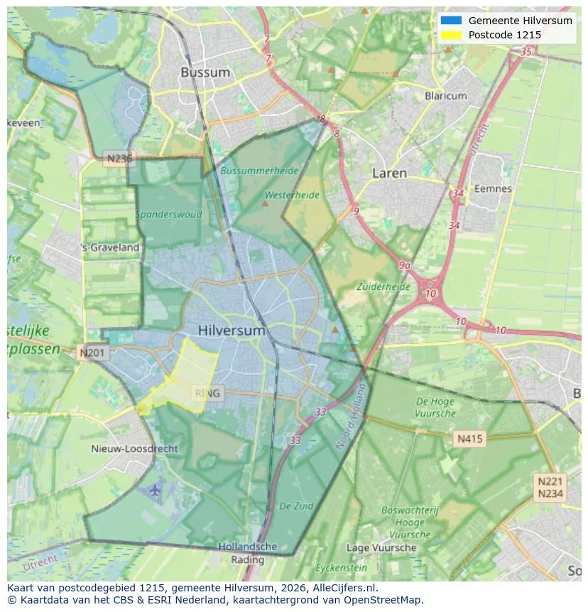 Postcodekaart voor 1215