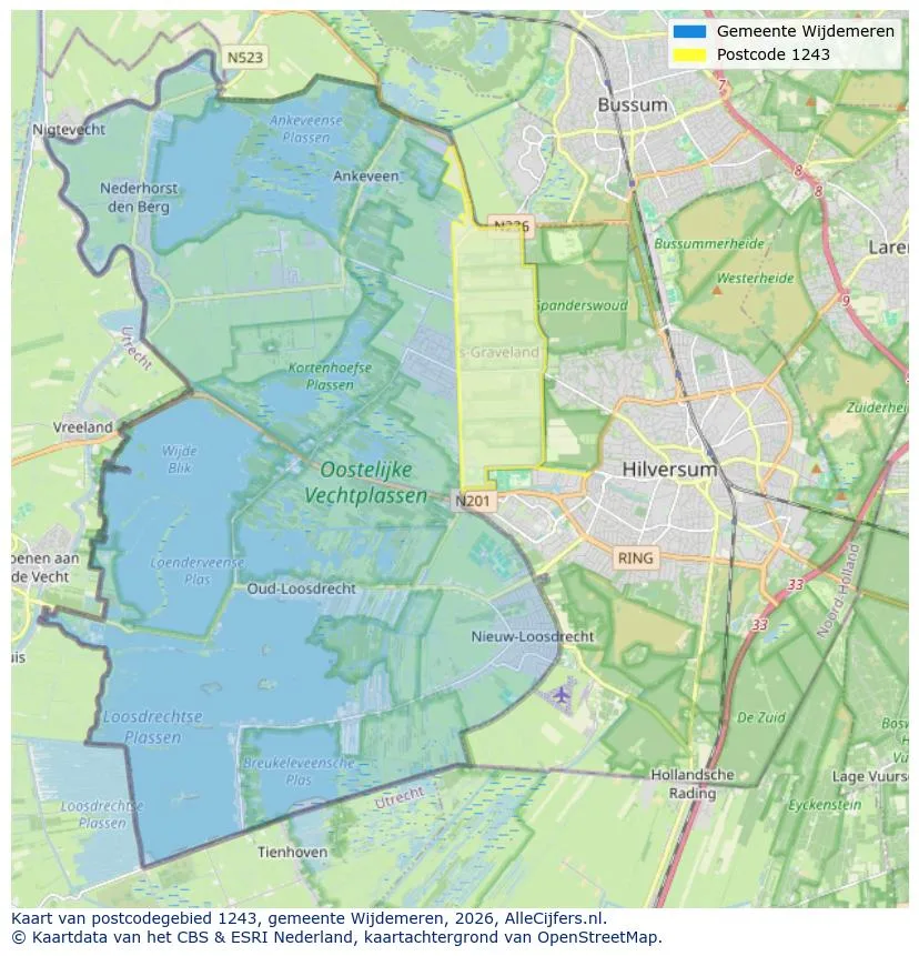 Postcodekaart voor 1243