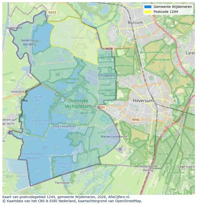 Postcodekaart voor 1244