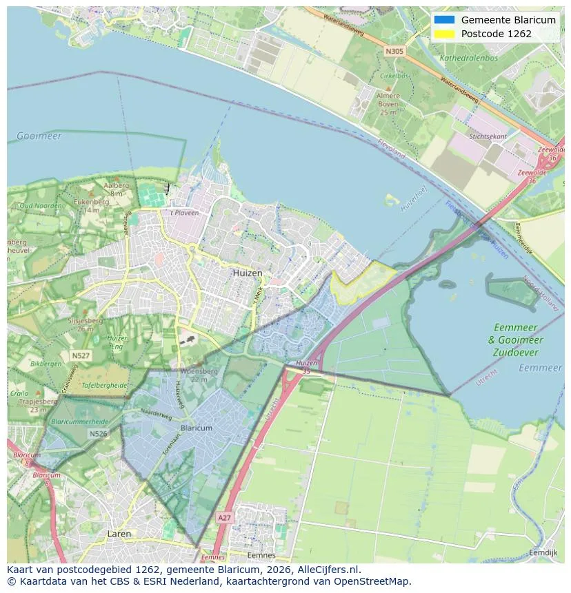 Postcodekaart voor 1262