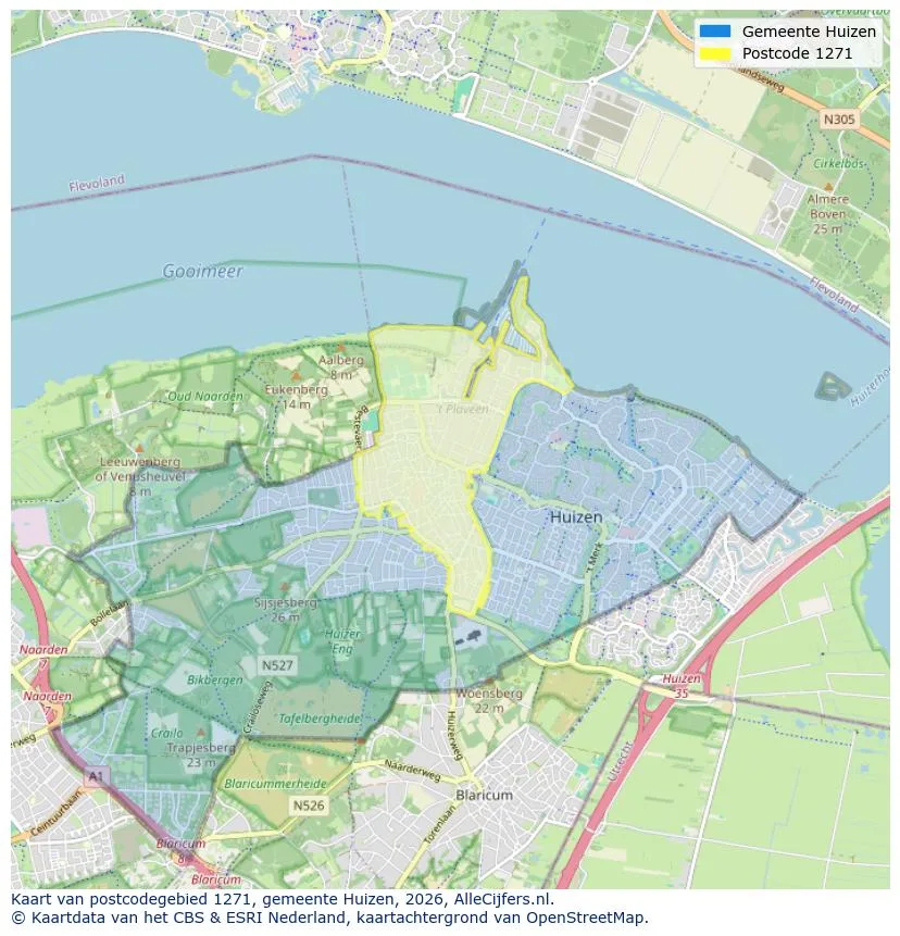 Postcodekaart voor 1271