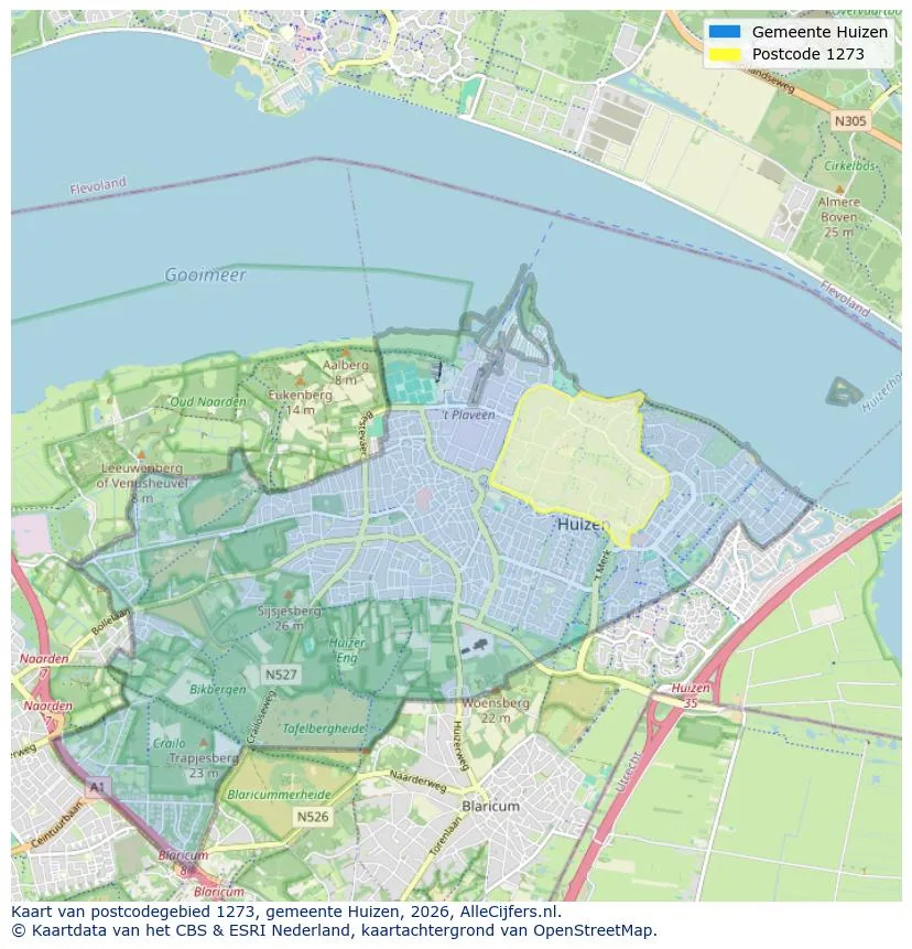 Postcodekaart voor 1273