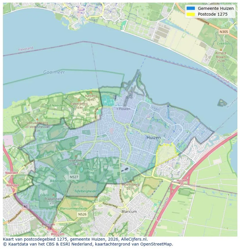 Postcodekaart voor 1275