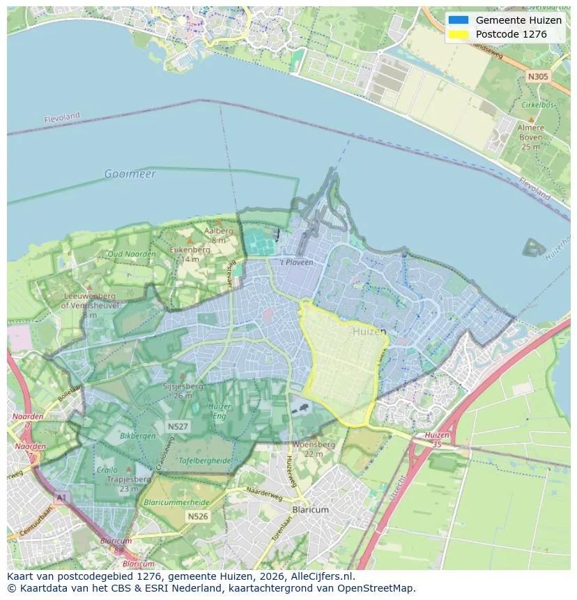 Postcodekaart voor 1276