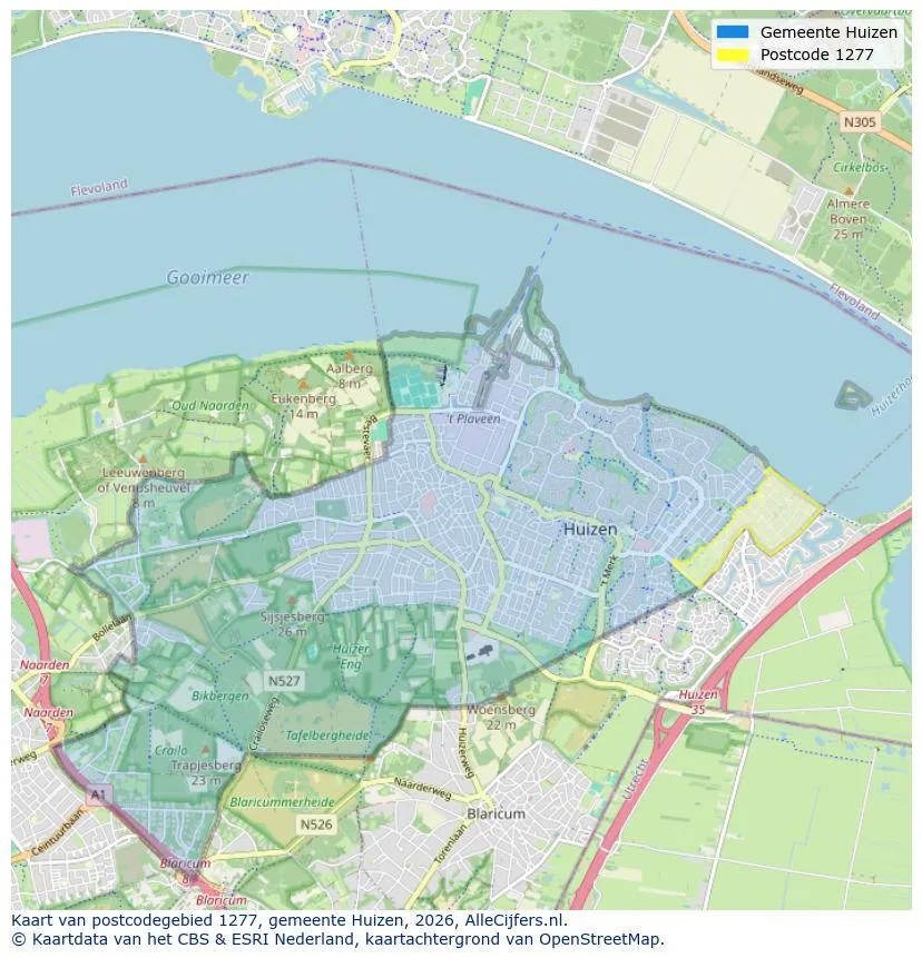 Postcodekaart voor 1277