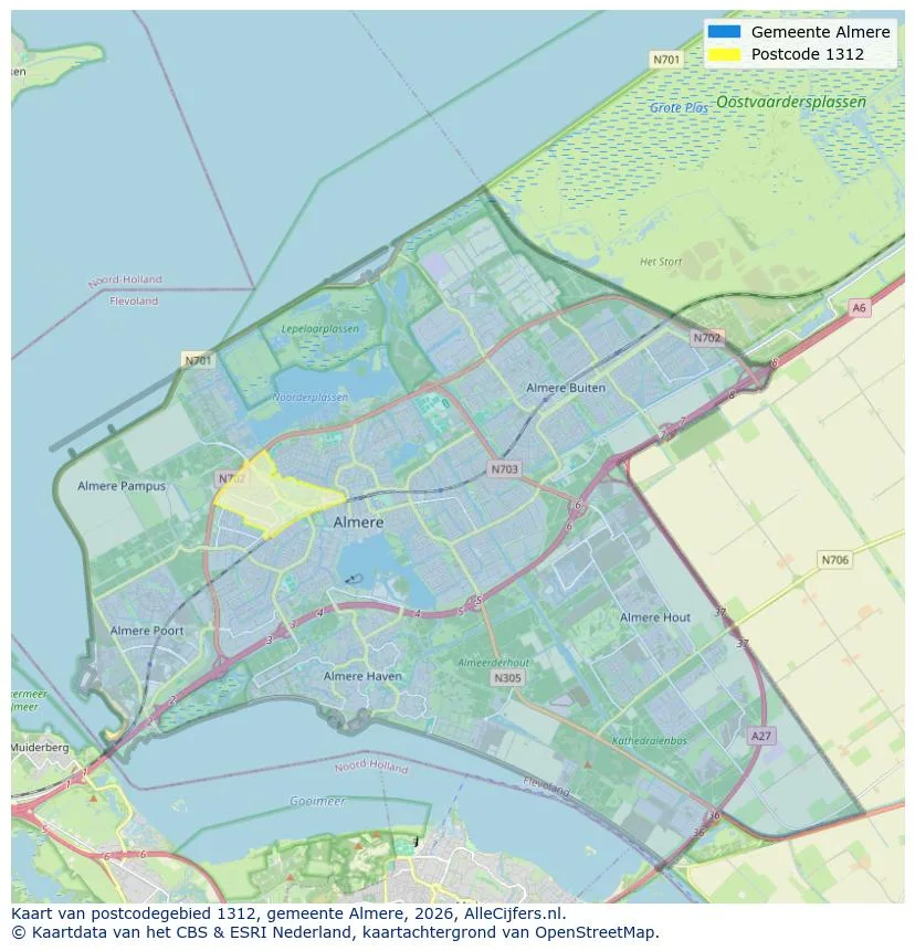 Postcodekaart voor 1312