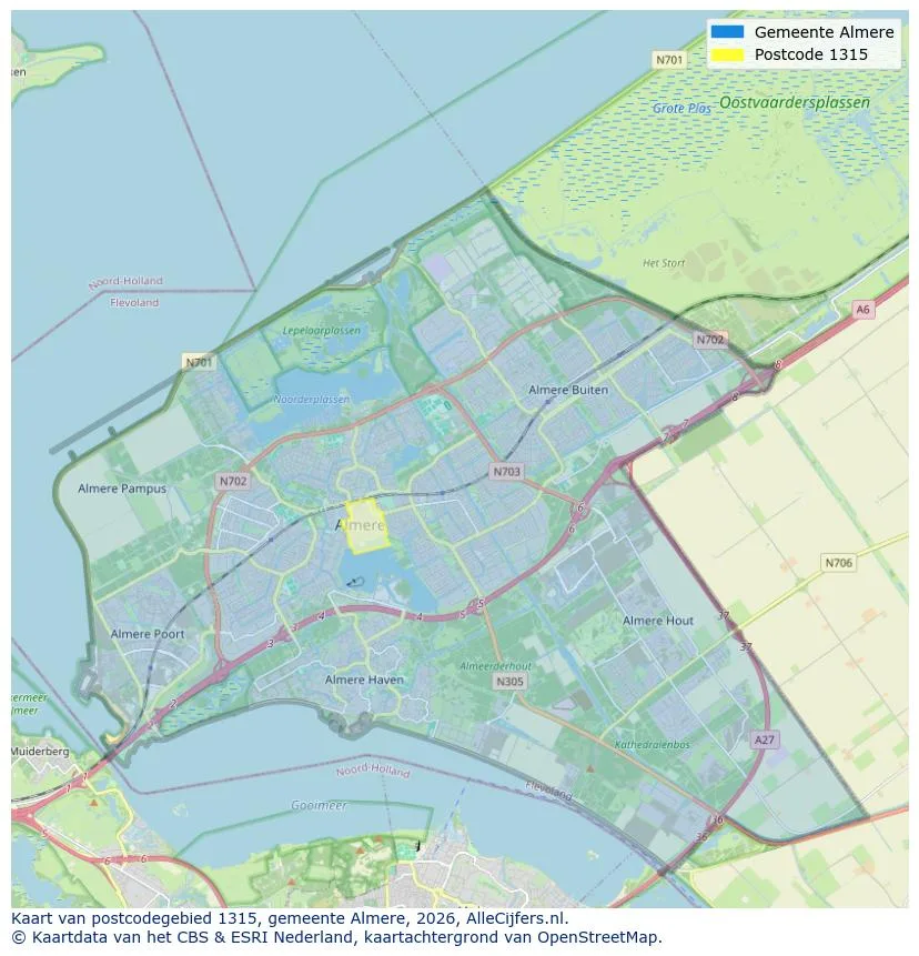 Postcodekaart voor 1315