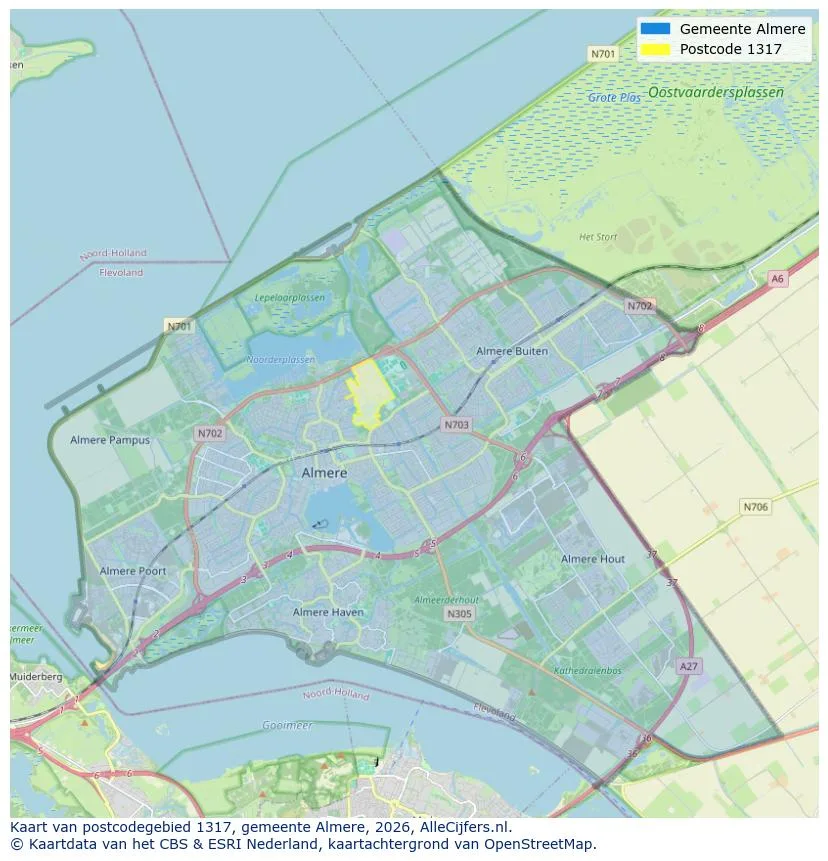 Mapa de códigos postales para 1317