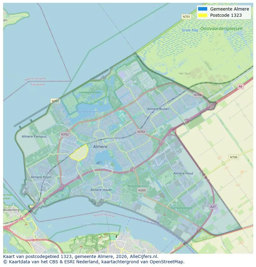 Mapa de códigos postales para 1323