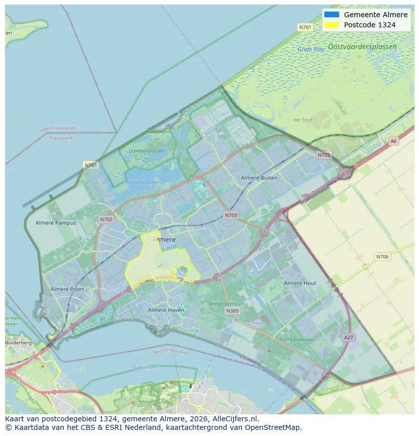 Postcodekaart voor 1324