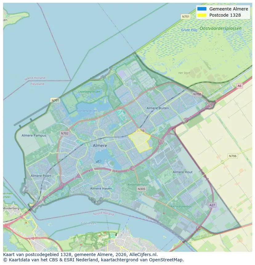 Postcodekaart voor 1328