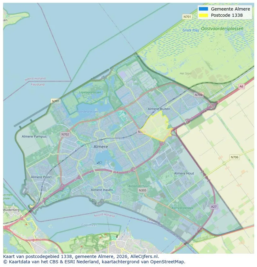 Postcodekaart voor 1338