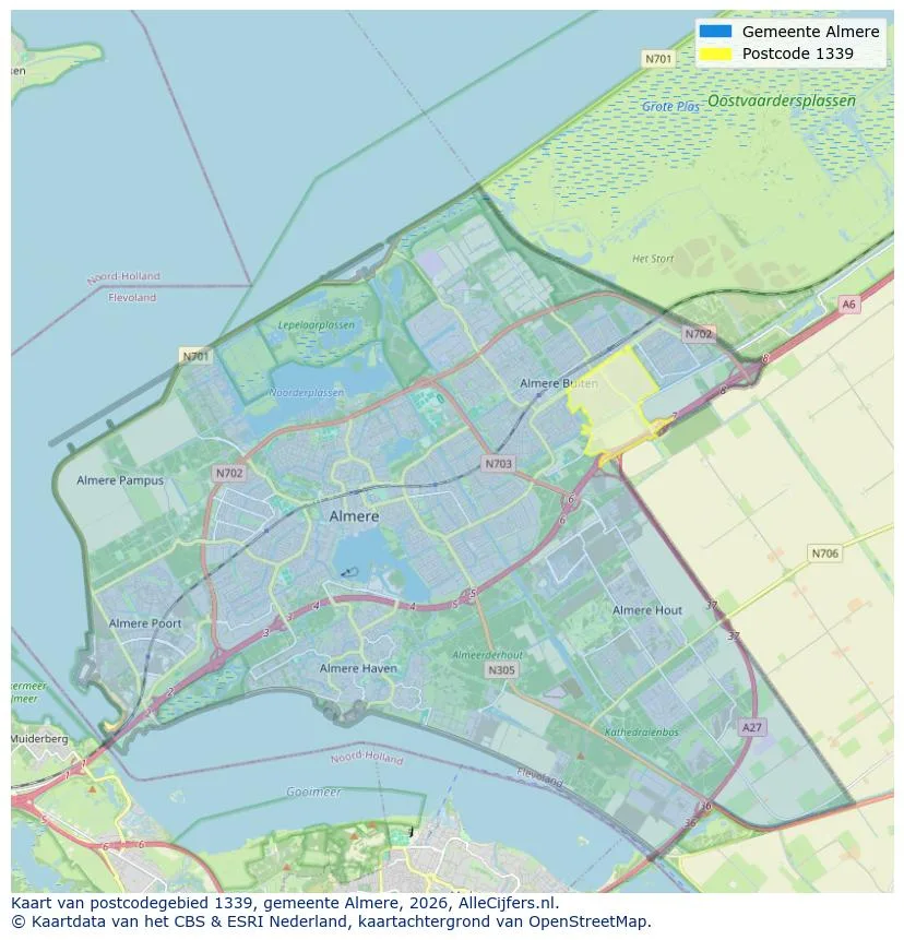 Postcodekaart voor 1339