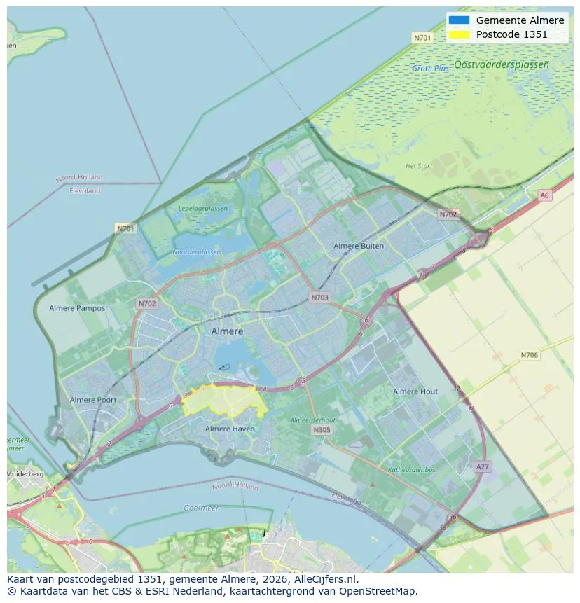 Postcodekaart voor 1351