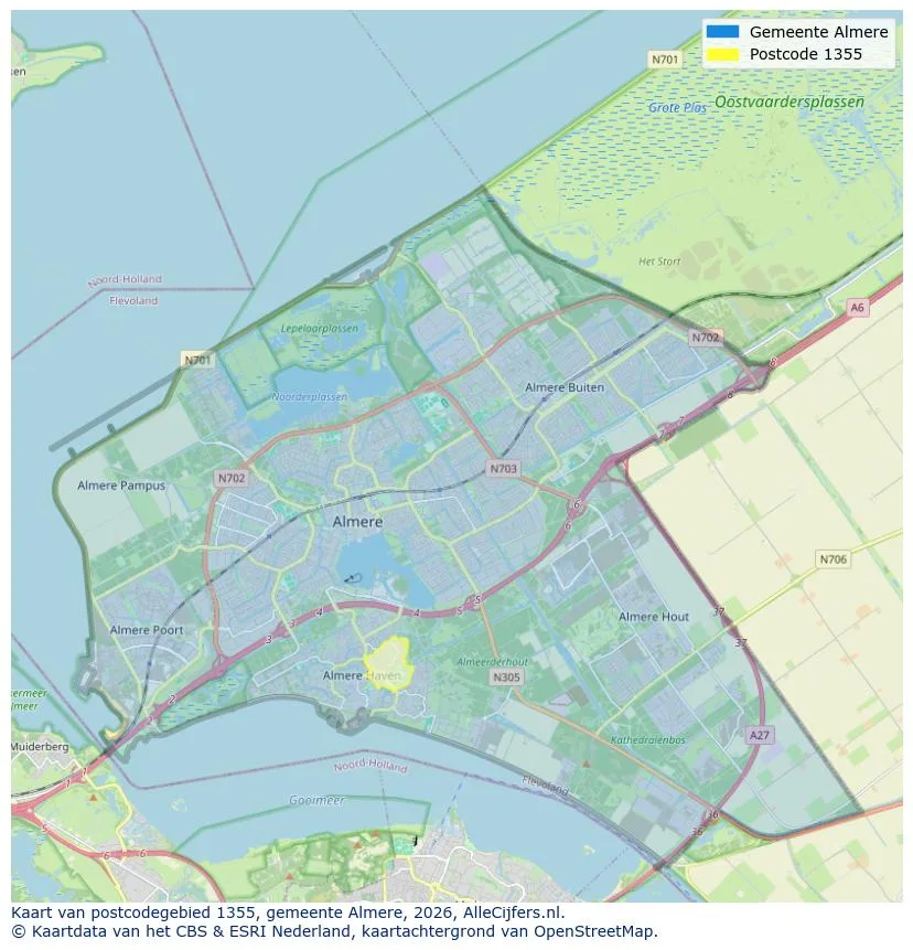 Mapa de códigos postales para 1355